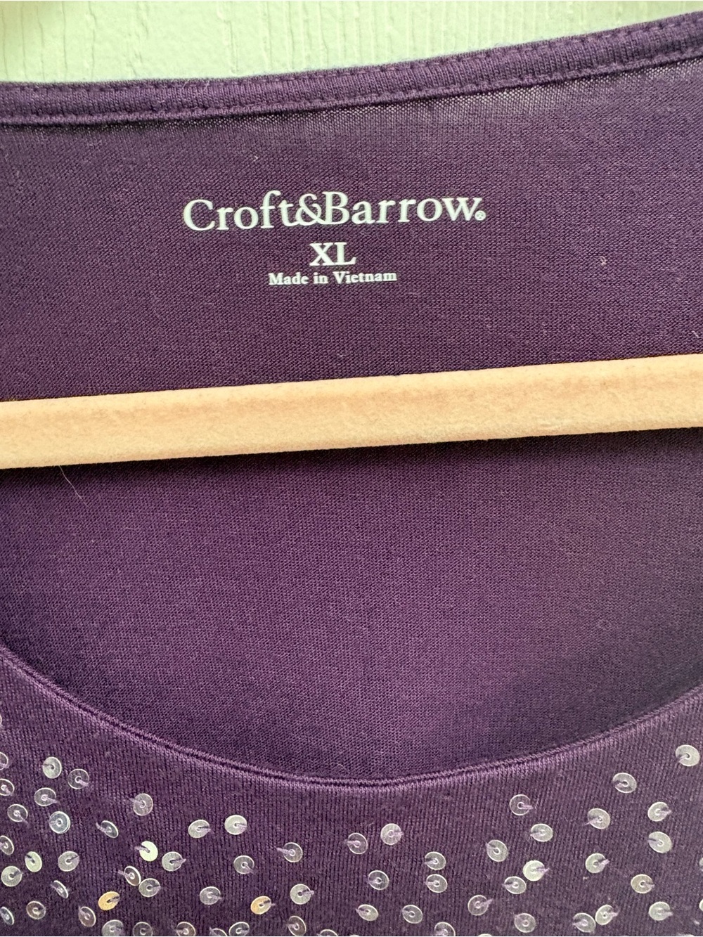 croft & barrow Purple Sleeveless Tank with Front Sequin Detail - Picture 2 of 3